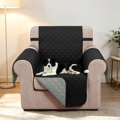 Reversible Recliner Chair Covers (Black/Grey / 23'' Chair)