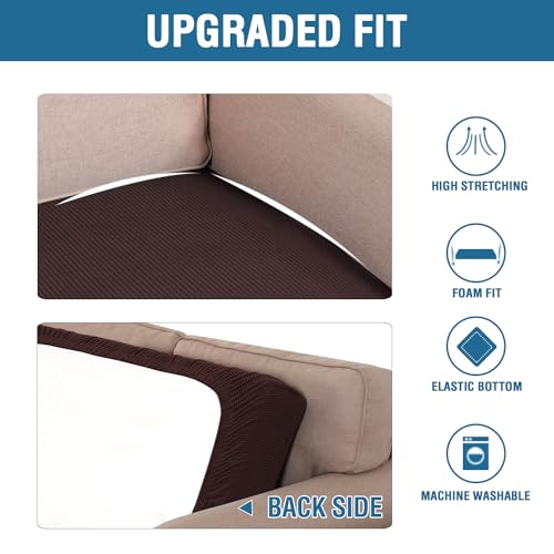 Super Stretch Individual Seat Cushion Covers Sofa Covers Couch Cushion Covers Slipcover Sets Thick Jacquard Textured Twill Fabric (Chocolate / 1 Cushion Chair)