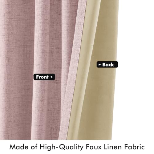 100% Blackout Linen Curtains for Bedroom 42 x 63 Inch Pink 2 Panels (Pink / 42"W x 63"L (Pack of 2))