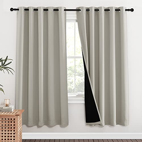 100% Blackout Window Curtain Panels (Natural / 62"W x 72"L (Pack of 2))