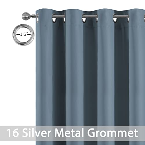 Stone Blue Room Darkening Curtains 84 inch Sliding Door Drapes (Stone Blue / 100"W x 84"L (Pack of 1))