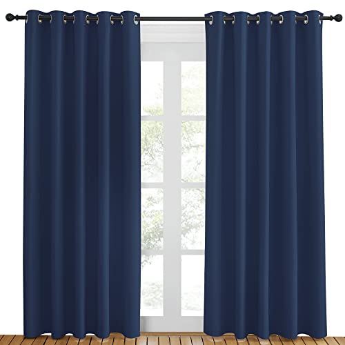 Blackout Navy Curtain Drape for Windows 84" Long (Navy / 66"W x 84"L (Pack of 1))