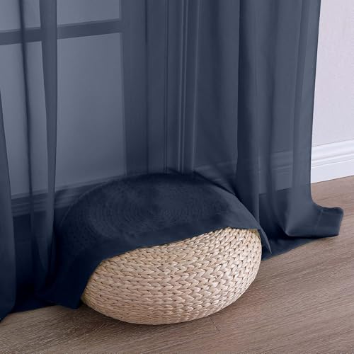 Sheer Navy Blue Curtains (Navy Blue / 59"W x 63"L (Pack of 2))
