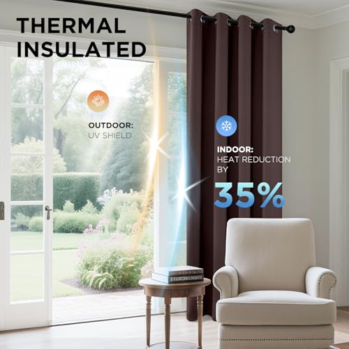 Blackout Curtains 84 Inch Length 2 Panels Set (Chocolate / 52"W x 84"L (Pack of 2))