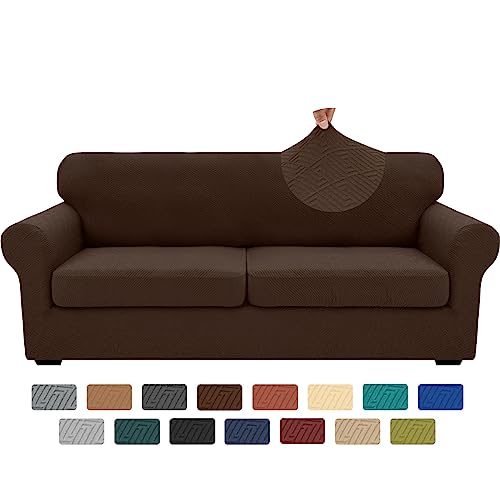 3 Piece Stretch Sofa Cover (71"-91"(2 Cushions) / Coffee)