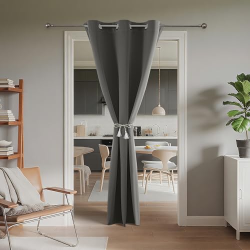 Door Curtain Blackout Curtains for Doorway Privacy Closet Drapes (Light Grey / 52"W x 72"L (Pack of 1))