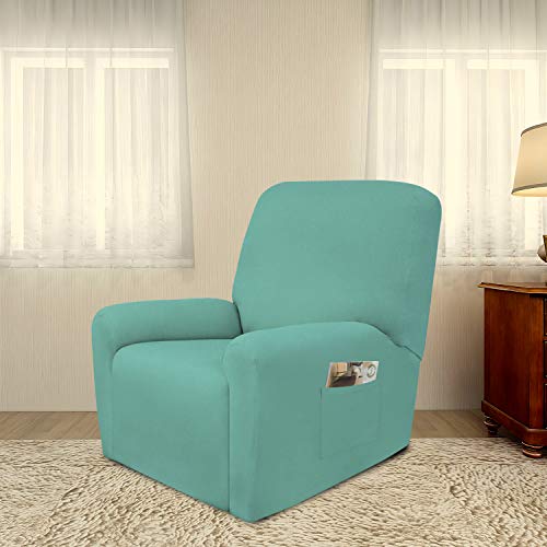 Stretc Recliner Chair Covers Fleece Soft Couch Covers for Sofa (Small Recliner Chair / Cyan)