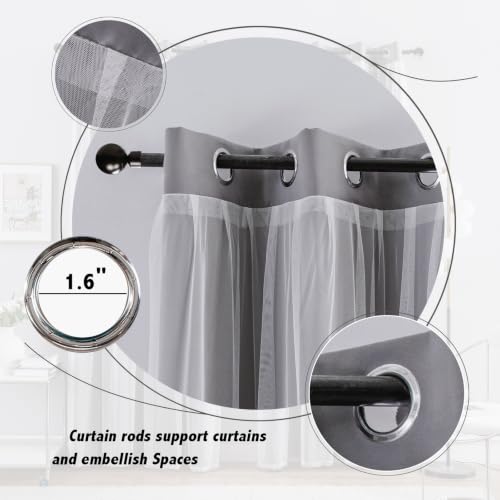 Double Layer Blackout Curtains 2 Panels (Grey / 52"W x 102"L (Pack of 2))