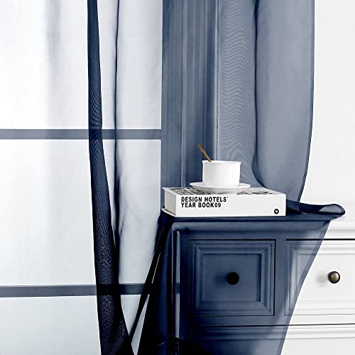 Blue Sheer Curtains (Navy Blue / 42"W x 63"L (Pack of 2))