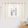Natural Linen Semi Sheer Curtains 45 Inch Length for Small Windows (34"W x 45"L (Pack of 2) / Cream)