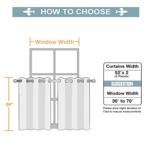 Small Blackout Curtains for Kitchen and Bedroom 36 Inches Long (52"W x 36"L (Pack of 2) / Brown)