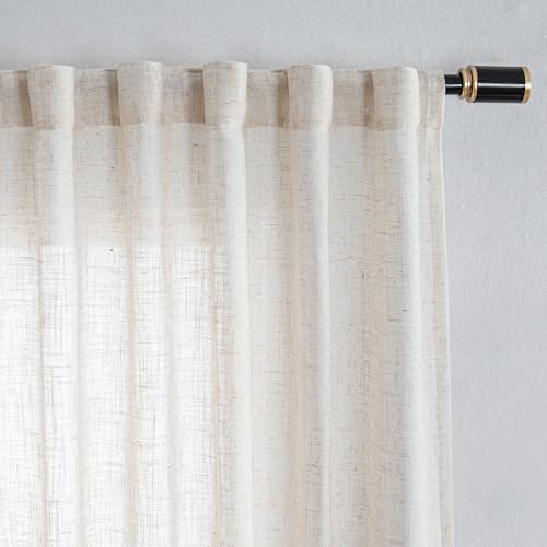 Linen Sliding Glass Door Curtains for Living Room 84 Inches Long (100"W x 84"L (Pack of 1) / Linen)
