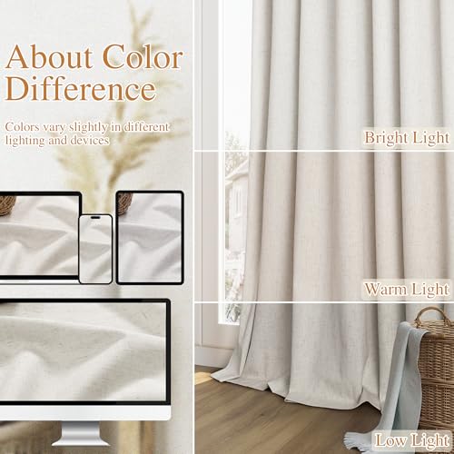 90 Inch Long Boho 100% Blackout Linen Curtains for Living Room Back Tab Rod Pocket Room Darkening Thermal Insulated Drapes for Bedroom Black Out Window Curtain 2 Panels (Boho / 52"W x 90"L (Pack of 2))