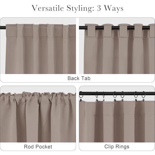 Blackout Curtains Thermal Insulated Window Treatment Panels Room Darkening Blackout Drapes for Living Room Back Tab (Light Taupe / 42"W x 54"L (Pack of 2))
