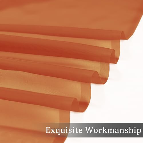 Sheer Curtains 63 inch Length 2 Panels Set (Orange / 42"W x 63"L (Pack of 2))