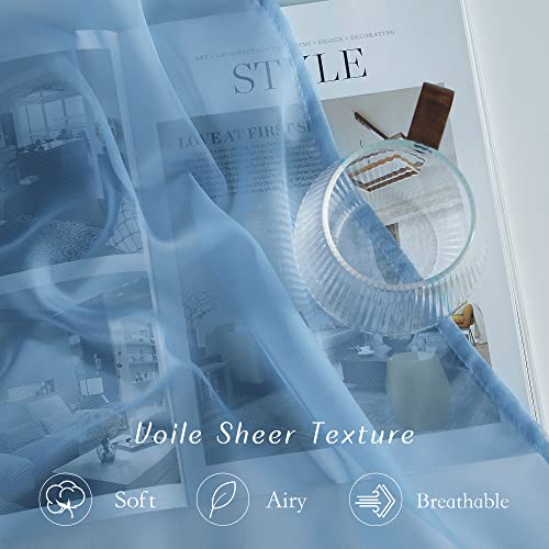 Stone Blue Sheer Curtains 90 Inches Long (Stone Blue / 54"W x 90"L (Pack of 2))