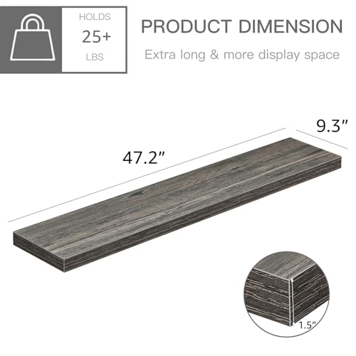 Extra Long Floating Shelves for Wall (47.2" / D. Grey)