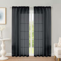 Black Sheer Curtains 72 Inch Long 2 Panels for Living Room 59" Wide (Black / 59"W x 72"L (Pack of 2))
