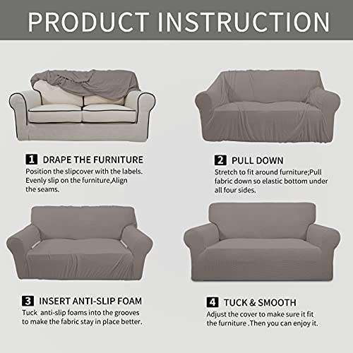 Stretch Chair Slipcover with Arm Washable Taupe (Small Chair / Taupe)