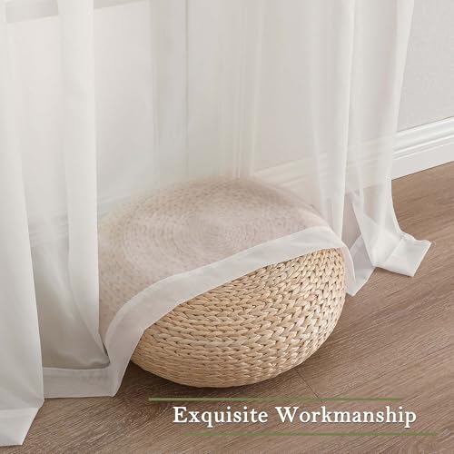 Ivory Sheer Curtains 102 Inches Long 2 Pcs (Ivory / 59"W x 102"L (Pack of 2))