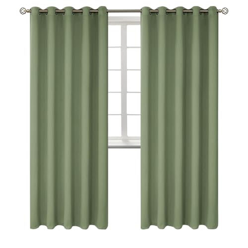 Grass Green Blackout Curtains for Living Room 84 Inch (Grass Green / 70"W x 84"L (Pack of 2))