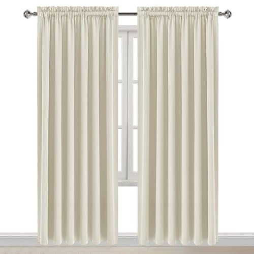 Wide Blackout Curtains for Bedroom 70 x 84 Inch Long Light Beige (Light Beige / 70"W x 84"L (Pack of 2))