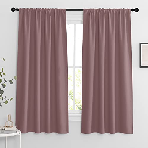 Blackout Curtains for Bedroom Living Room Nursery 63 inches Long (Dusty Rose / 42"W x 63"L (Pack of 2))