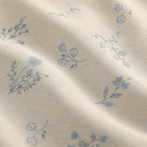 Boho Floral 100% Blackout Curtains 84 Inch 2 Panels Light Blue (Blackout Light Blue / 52"W x 84"L (Pack of 2))