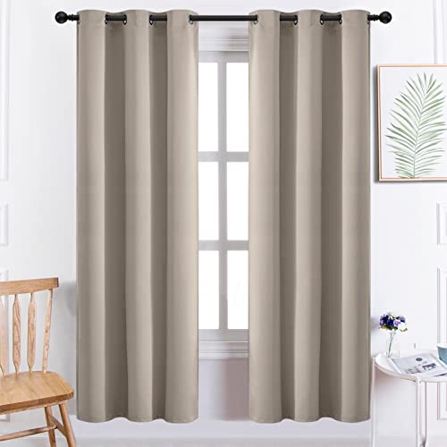 Blackout Curtains 38x72 inch Natural Thermal Drapes (Natural / 38"W x 72"L (Pack of 2))