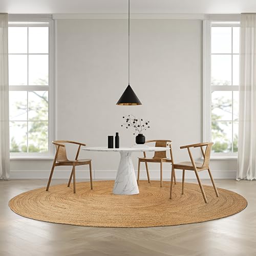Jute Braided Woven Area Rug 8 Feet Round (8' Round / Natural)