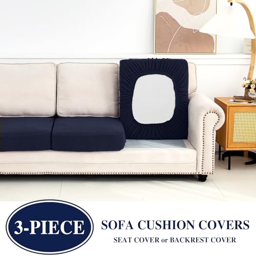 Couch Cushion Covers Seat Cushion Cover Stretch Couch Cover Separate Sectional Sofa Slipcovers Furniture Protector (Navy / 3PC Seat Cover or Backrest)