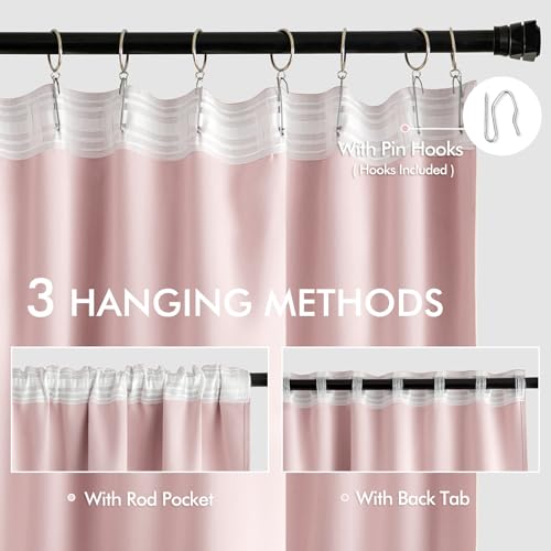 Light Pink Back Tab Blackout Curtains 52x63 Inches Long 2 Panels Set (Light Pink / 52"W x 63"L (Pack of 2))