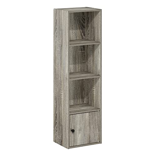 Luder Shelf Bookcase with 1 Door Storage Cabinet (French Oak / 4-Cube with Cabinet)