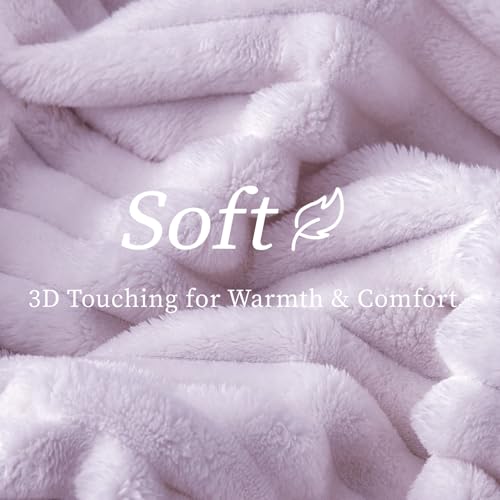 Ribbed Twin Blanket for Couch & Bed (Lavender Fog / Twin(60"x80"))