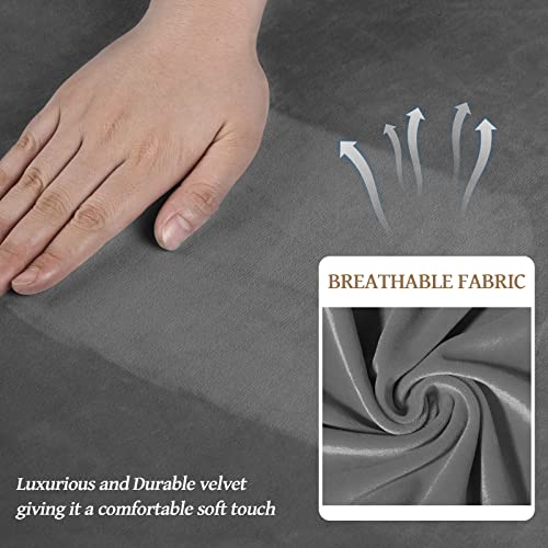 Velvet Stretch 3 Pieces Couch Cover for Sofa Washable (Medium / Light Grey)