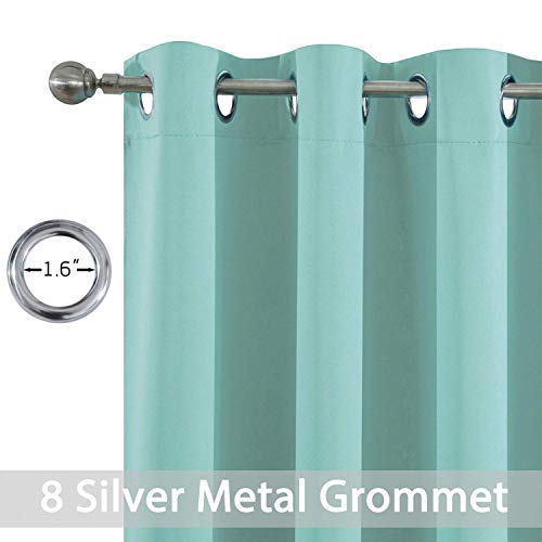 Aqua Room Darkening Window Curtains 52x36 Inch for Kitchen (Aqua / 52"W x 36"L (Pack of 2))