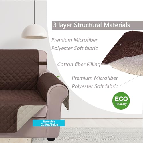 Reversible Recliner Chair Covers (Coffee/Beige / 23''armchair)
