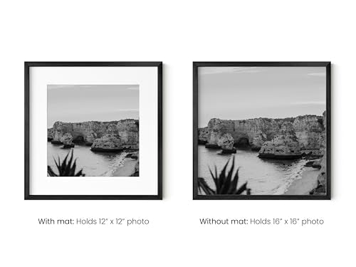 16x16 Black Metal Picture Frame Matted to 12x12 (Set of 01 / Black Metal / 16x16 in)