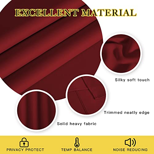 Blackout Curtains for Doorway 78 inches Long (Burgundy Red / 52"W x 78"L (Pack of 2))