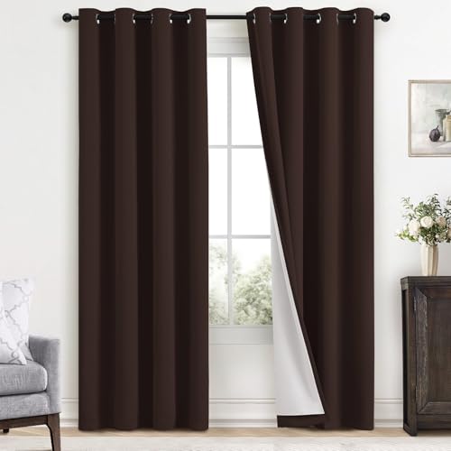 100% Blackout Curtains 52x96 Chocolate Brown Window Drapes (Chocolate Brown / 52"W x 96"L (Pack of 2))