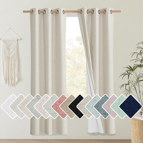 Natural Blackout Curtains for Bedroom 34" Wide x 70" Long 2 Panels (34"W x 70"L (Pack of 2) / Natural)