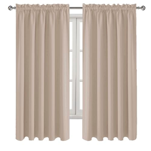 Wide Blackout Curtains for Bedroom Living Room 60 x 63 Inch Long Camel (Camel / 60"W x 63"L (Pack of 2))