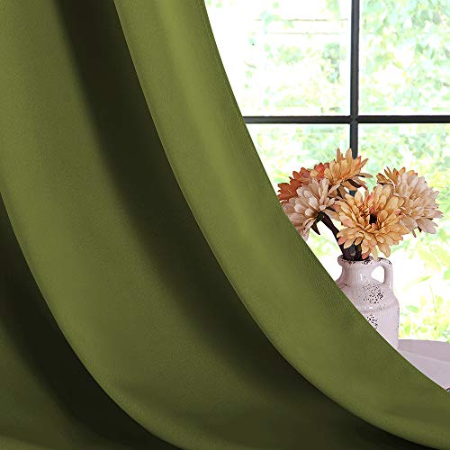 Blackout Curtains & Drapes for Bedroom (Olive Green / 34"W x 40"L (Pack of 2))