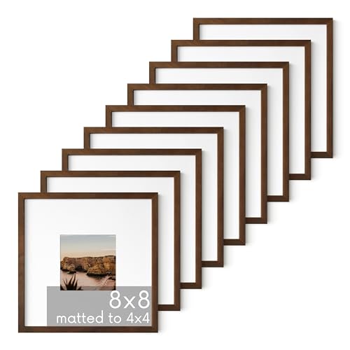 8x8 Square Walnut Frames (Set of 09 / Walnut Oak / 8x8 in)