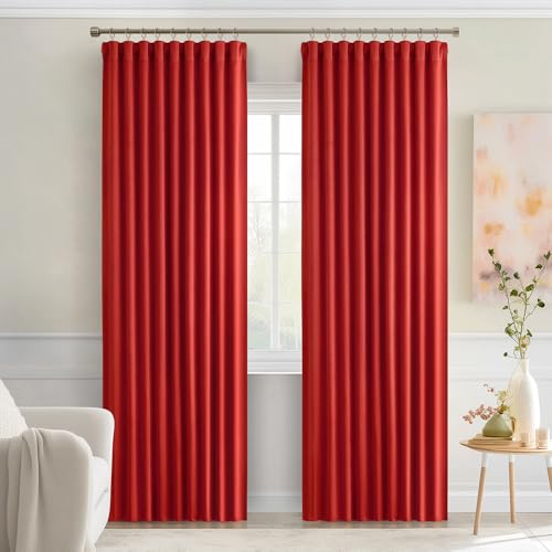 Christmas Red Back Tab Blackout Curtains 52x90 Inch Long 2 Panels (Red / 52"W x 90"L (Pack of 2))