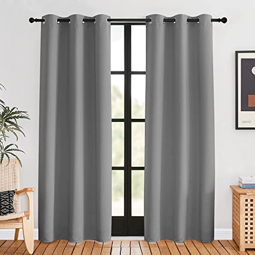 Bedroom Curtains Blackout Drapery Panels (Silver Gray / 42"W x 80"L (Pack of 2))