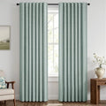 100% Blackout Linen Curtains 42 x 63 Inch Seafoam Green 2 Panels (Seafoam Green / 42"W x 63"L (Pack of 2))