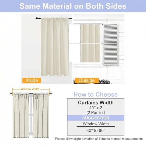 Ava Light Beige Light Filtering Curtains for Bedroom 84 Inch Length 2 Panels Set (Light Beige / 40"W x 84"L (Pack of 2))