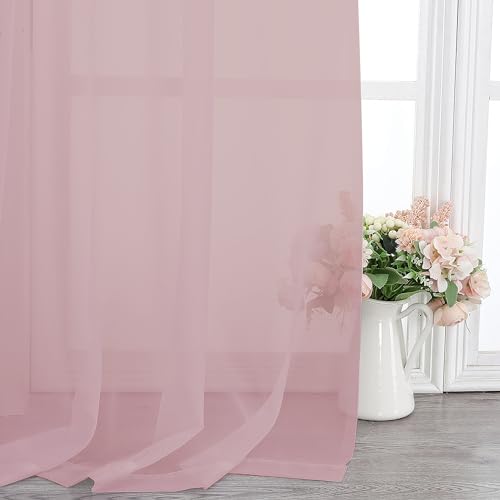 Sheer Blush Pink Curtains 90 inches Long 2 Panels (Blush Pink / 42"W x 90"L (Pack of 2))