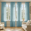 Dusty Blue Sheer Curtains 84 Inches Long 4 Panels 42 x 84 Inches (42"W x 84"L (Pack of 4) / Dusty Blue)